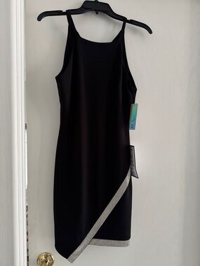 BCX Black One-Shoulder Cocktail Dress with Silver Accent